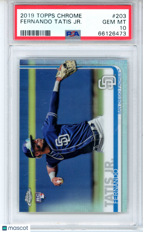 2019 Topps Chrome Fernando Tatis JR. Refractor Rookie #203 PSA 10 Baseball