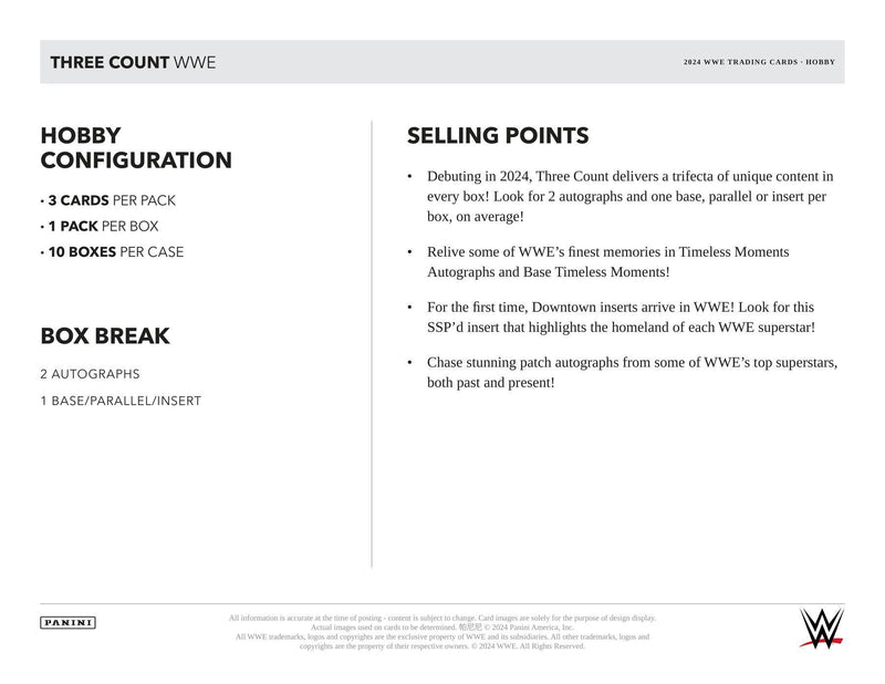 2024 Panini Three Count WWE Wrestling Hobby Box (2 Autos)  Dec 6th