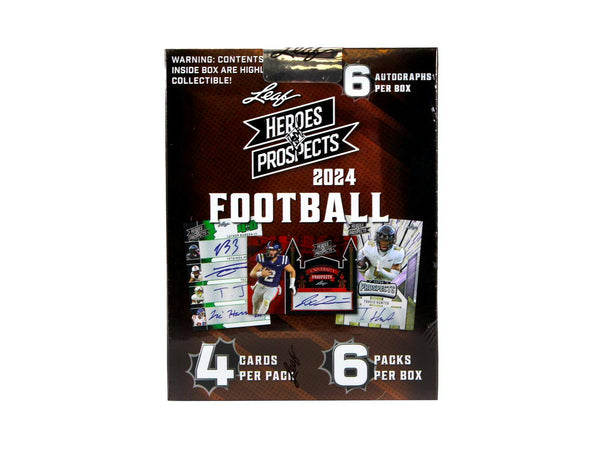 2024 Leaf Heroes & Prospects Football Hobby Box (6 Autographs)