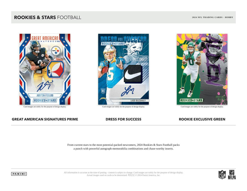 2024 Panini Rookies & Stars Football Hobby Box ( 2 Auto + 2 Mem Cards / Box )