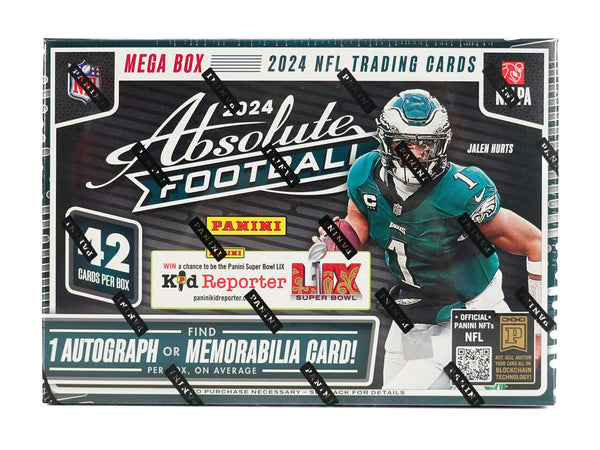 Hobby 2024 Panini Absolute Football Mega Box (1 Auto or Mem and Teal Parallels) 42 Cards