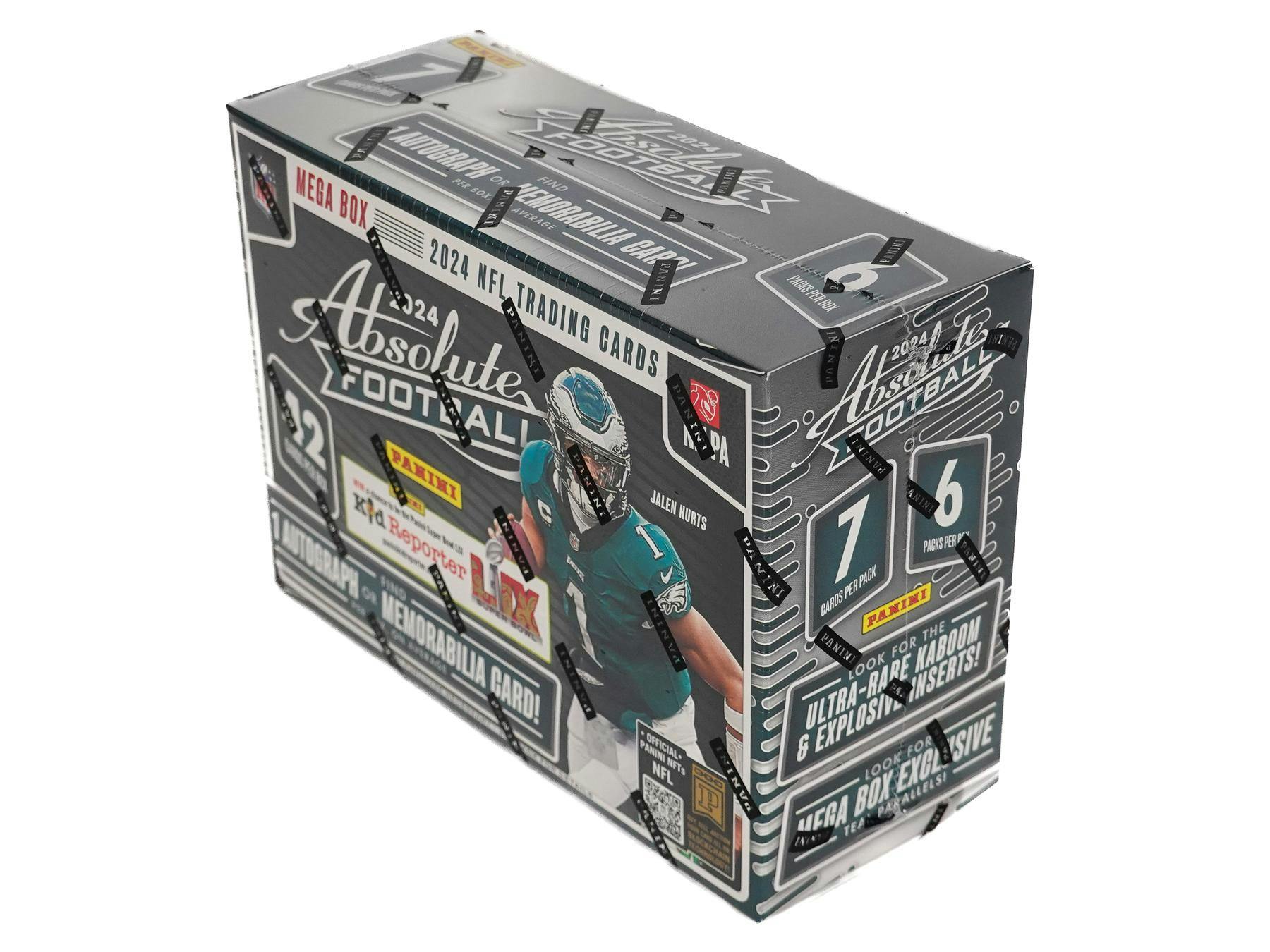 Hobby 2024 Panini Absolute Football Mega Box (1 Auto or Mem and Teal Parallels) 42 Cards