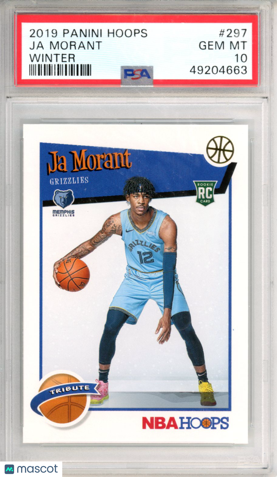 2019 Panini Hoops Ja Morant Winter Rookie #297 PSA 10 Memphis Grizzlies