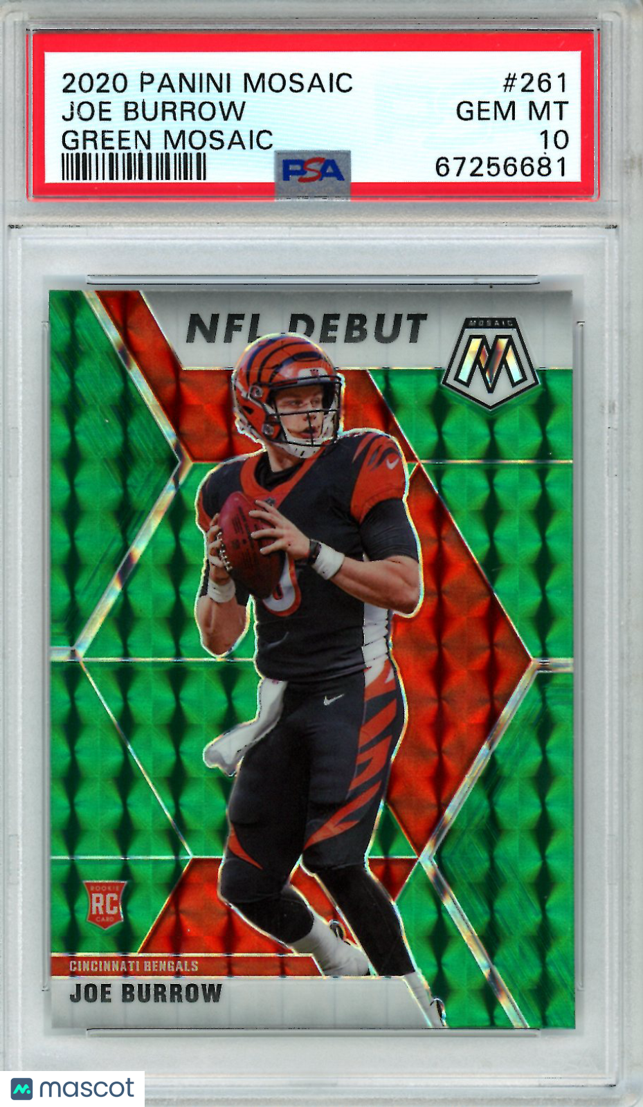 2020 Panini Mosaic Joe Burrow Green Rookie #261 PSA 10 GEM MINT Bengals - Graded Sports Cards