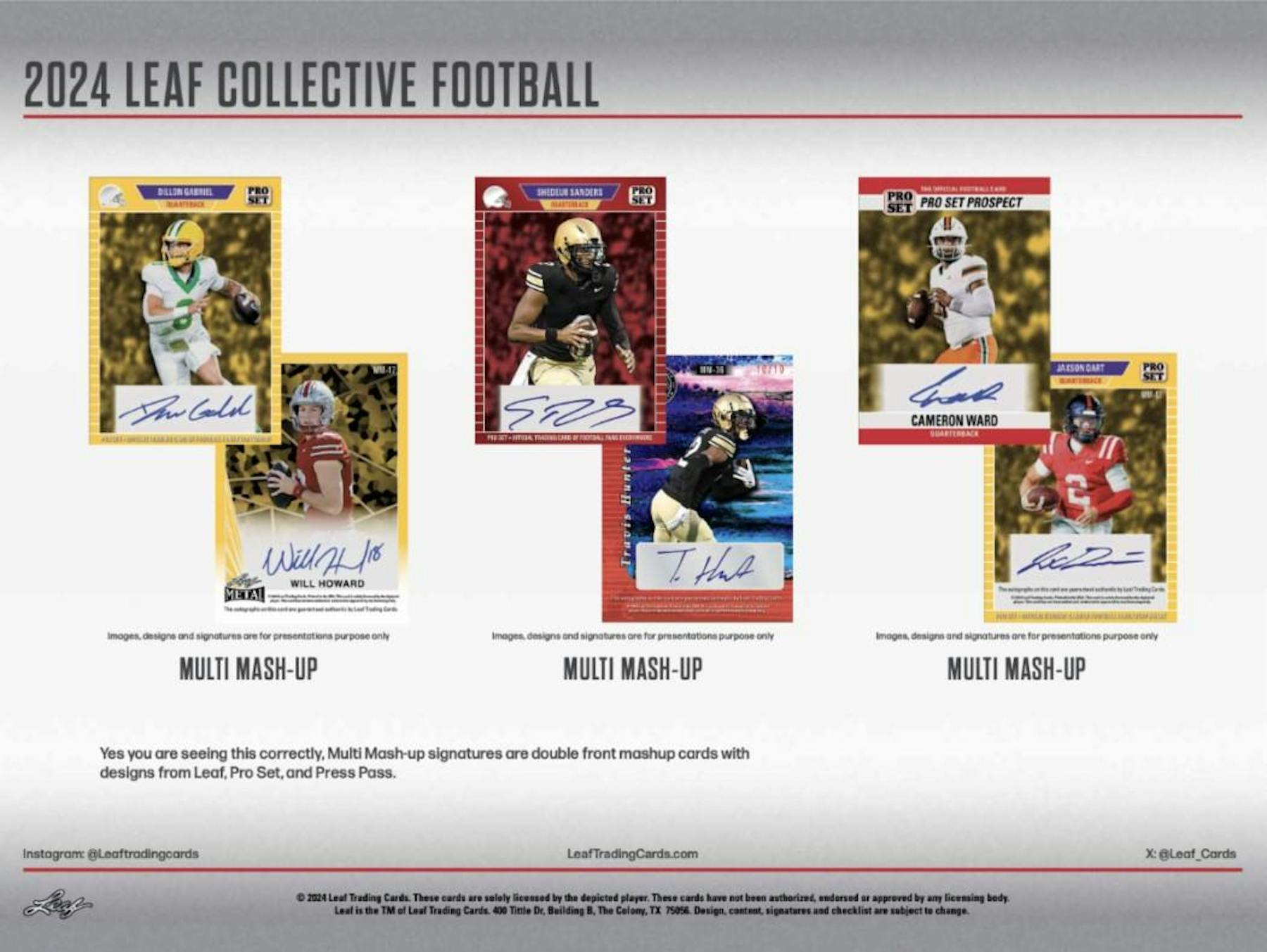 2024 Leaf Collective Football Hobby Box (4 Autos) Travis Hunter, Jayden Daniels, Cam Ward