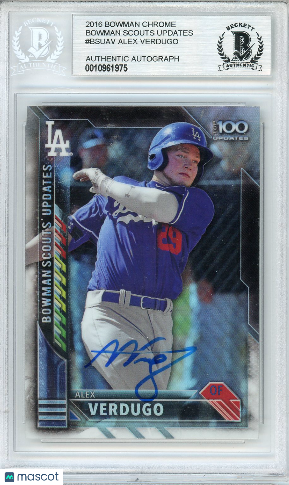 2016 Bowman Chrome Bowman Scouts Updates Alex Verdugo Auto BGS Authentic
