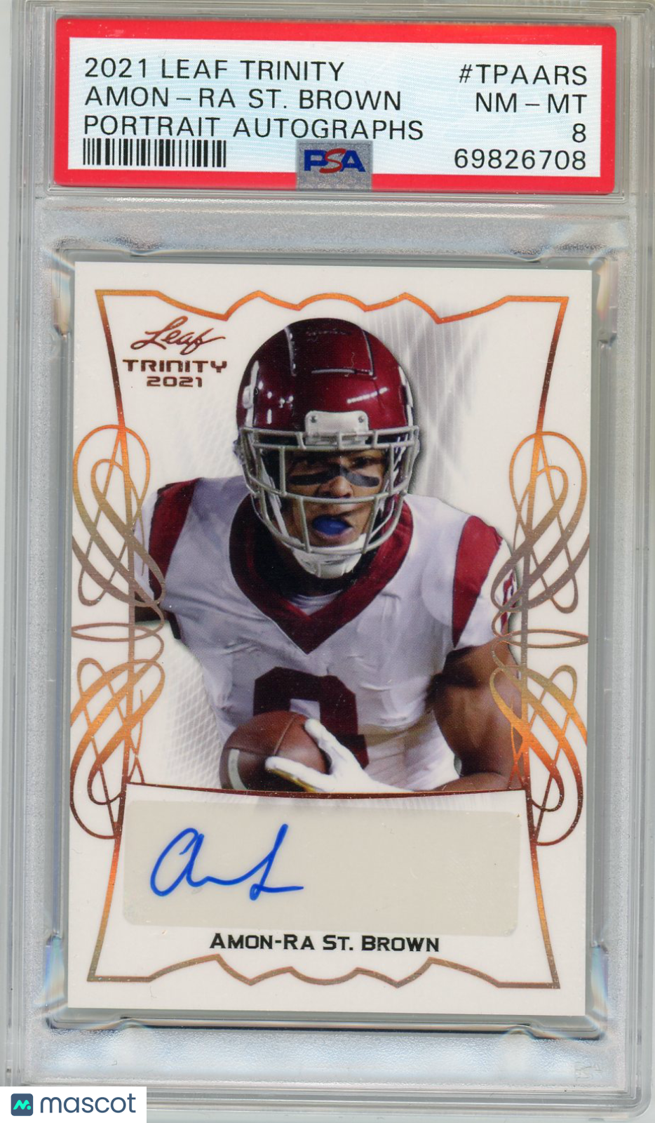 2021 Leaf Trinity Portrait Autographs Amon-Ra ST. Brown #TPAARS PSA 8 Detroit Lions