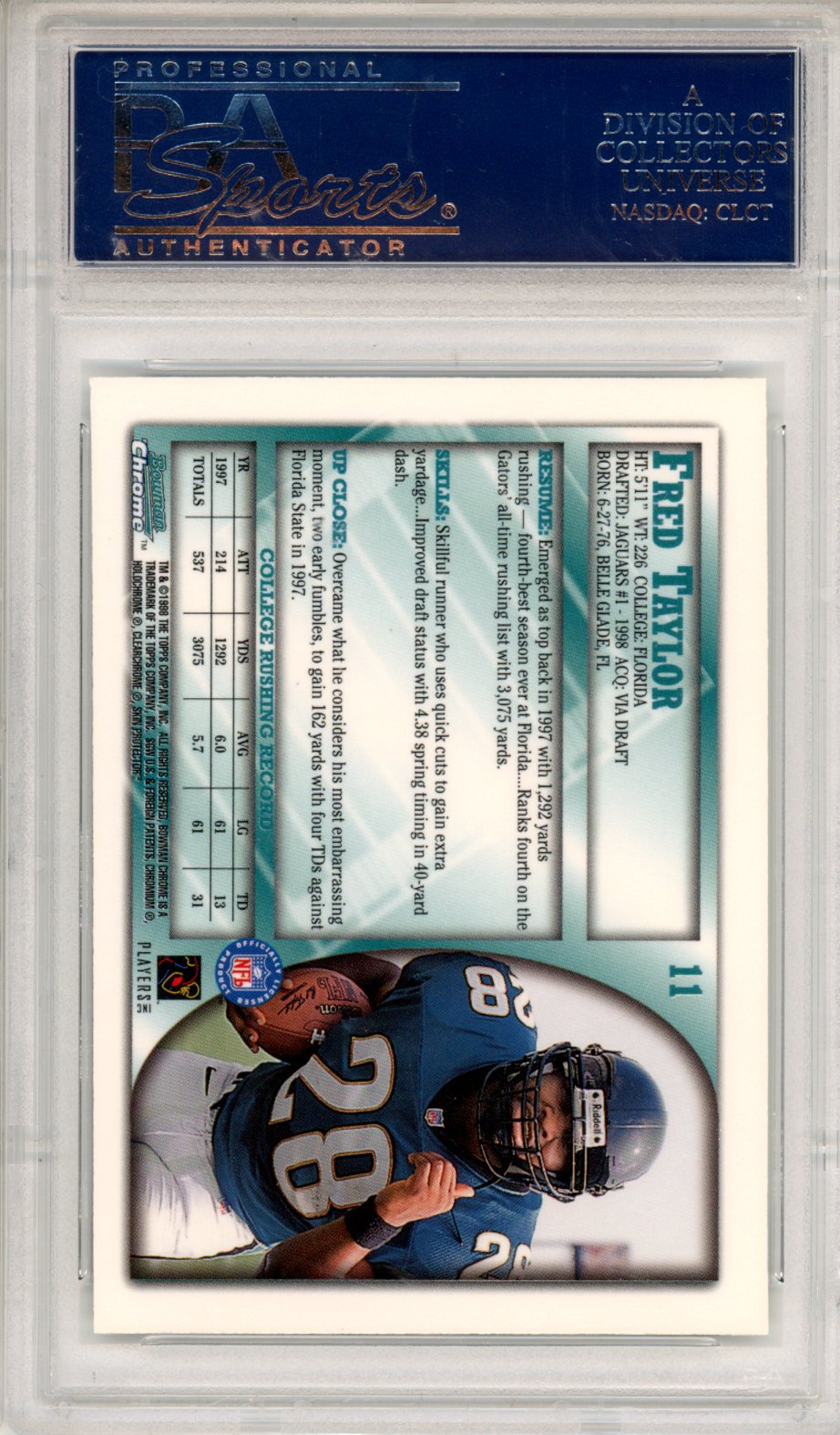 1998 Bowman Chrome Fred Taylor #11 PSA 10