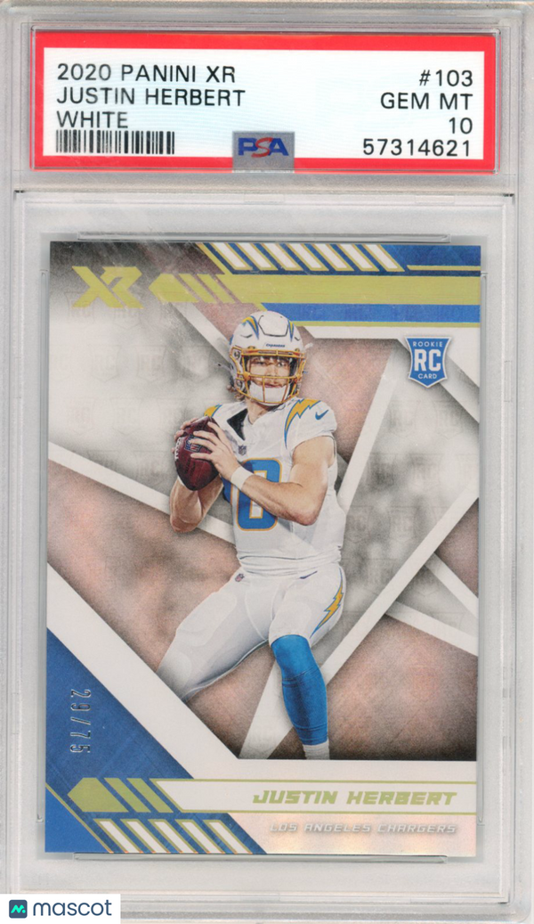 2020 Panini XR White /75 Justin Herbert Rookie #103 PSA 10