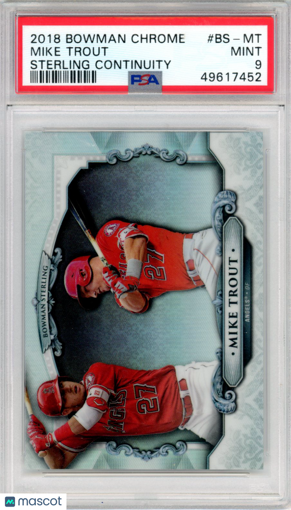 2018 Bowman Chrome Bowman Sterling Continuity Mike Trout #BS-MT PSA 9 Baseball