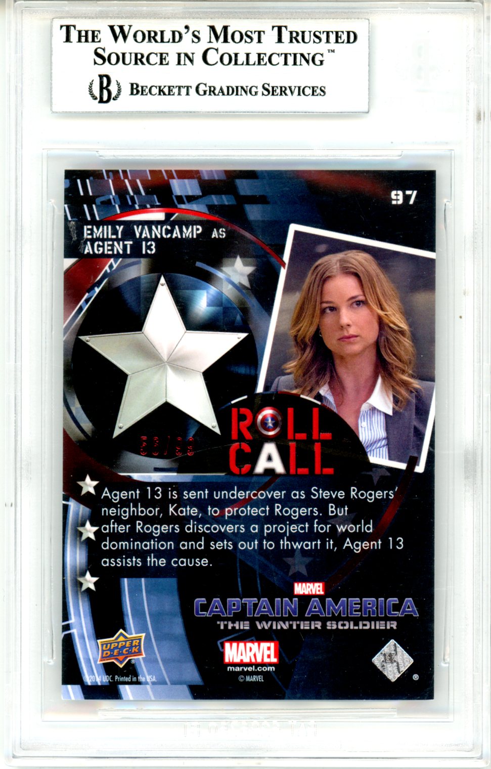 2014 Captain America The Winter Soldier Patriotic Red /99 Agent Carter BGS 9