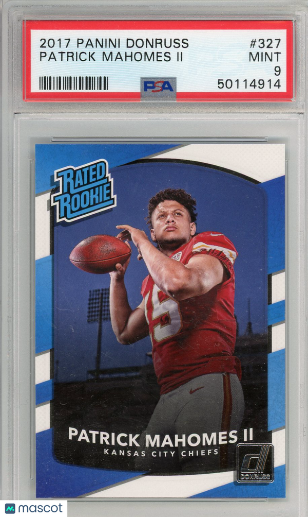 2017 Panini Donruss Patrick Mahomes Rookie Card #327 PSA 9 MINT