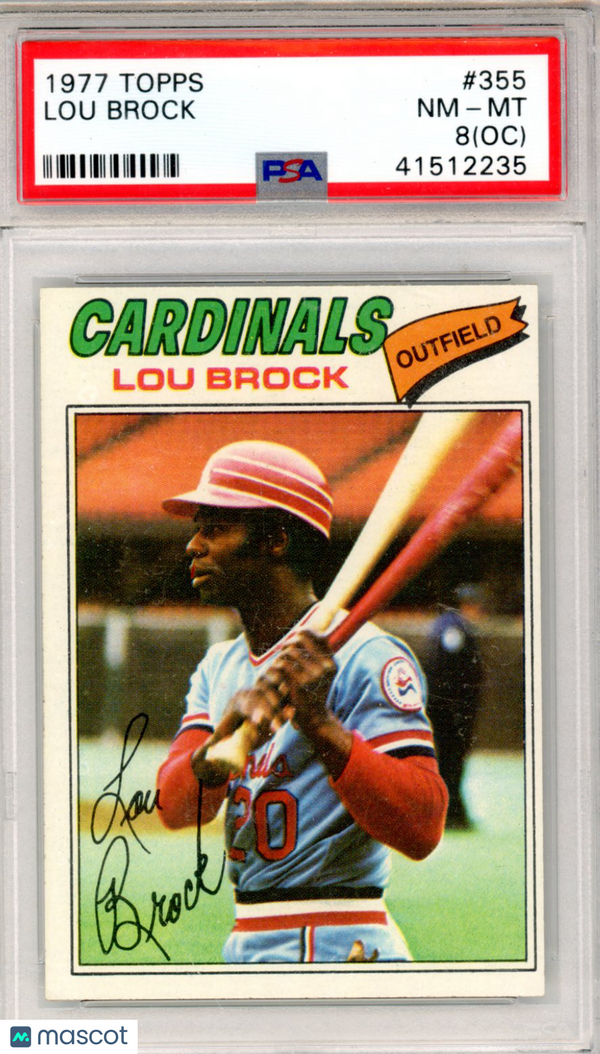 1977 Topps Lou Brock Oc #355 PSA 8