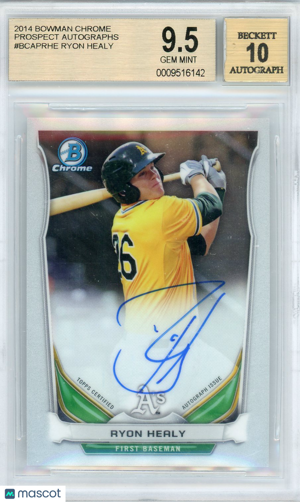 2014 Bowman Chrome Prospect Autographs Ryon Healy #BCAPRHE BGS 9.5