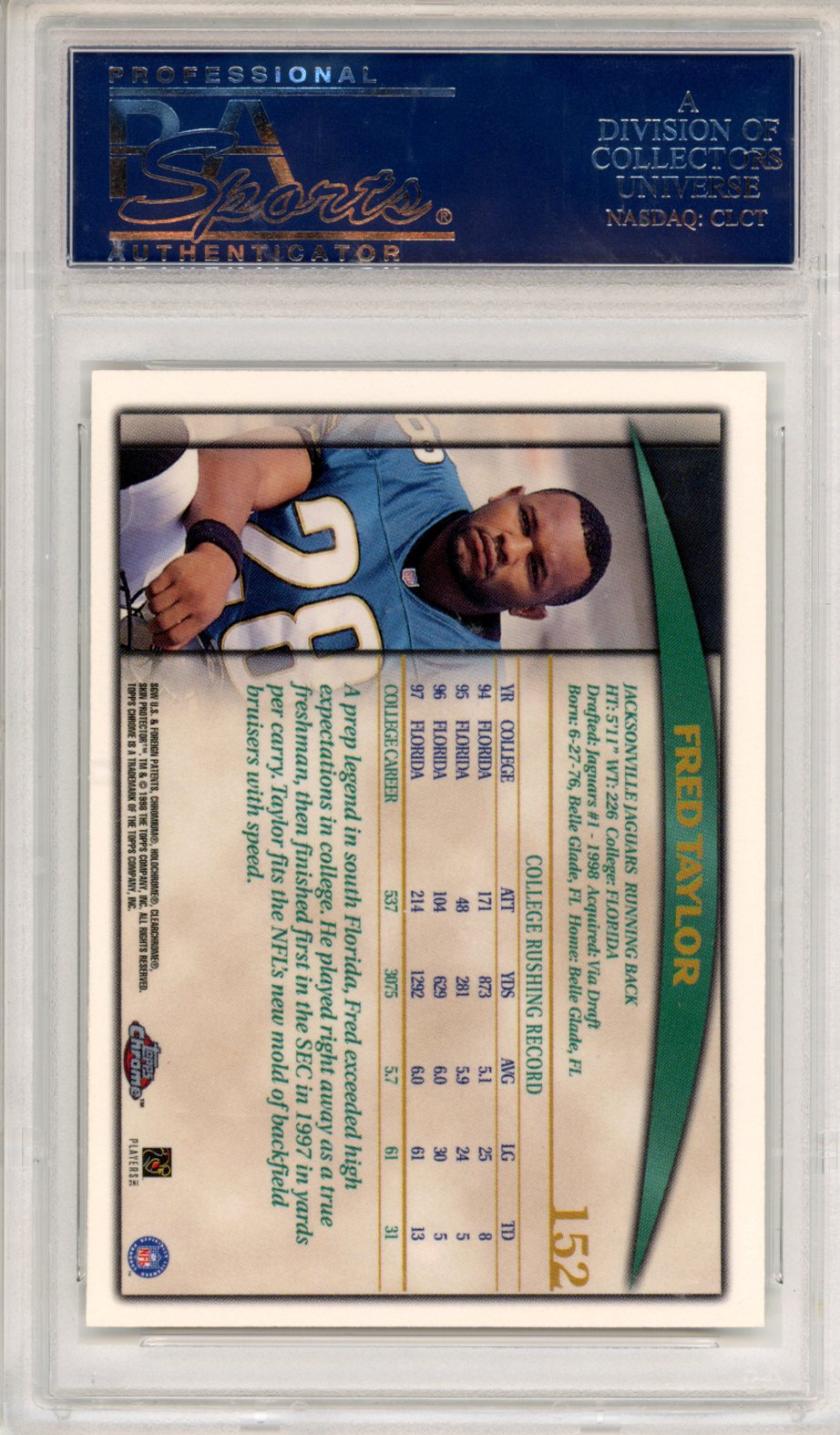 1998 Topps Chrome Fred Taylor #152 PSA 10