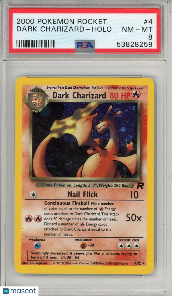 2000 Pokemon Rocket Pokemon TCG Dark Charizard #4 PSA 8