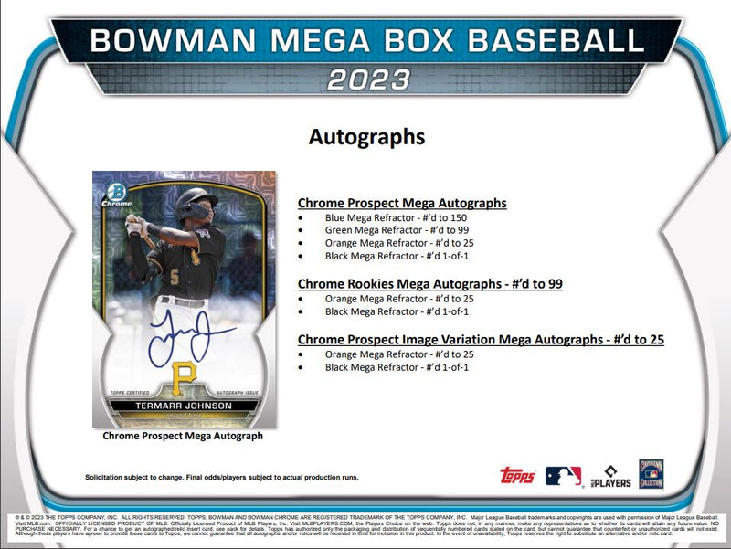 2023 Bowman Draft Baseball Hobby Jumbo Box (3 Autos) SEALED or RIPPED