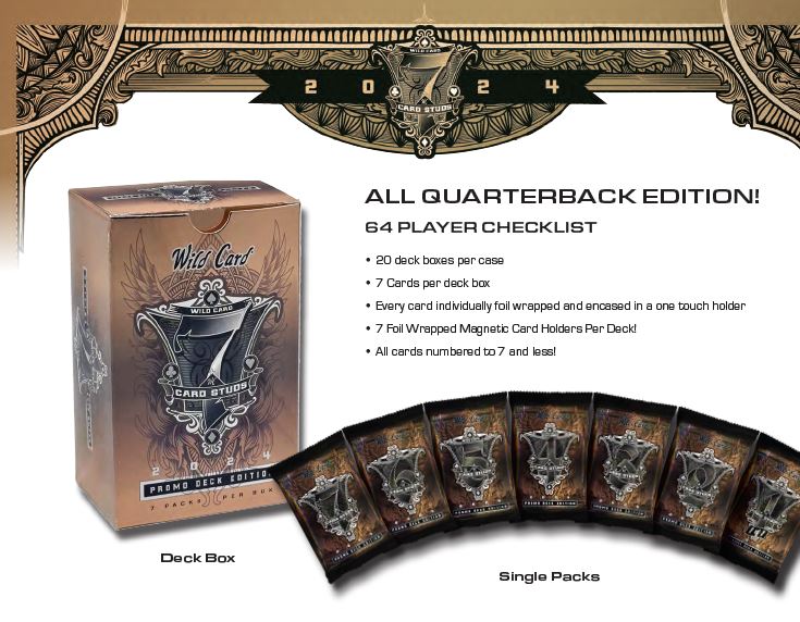 2024 Wild Card 7 Card Studs Promo Football Hobby Box (7 Packs) Metal All Quarterback  Edition