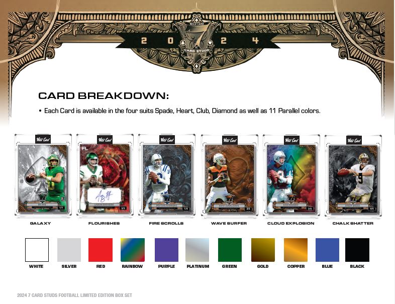 2024 Wild Card 7 Card Studs Promo Football Hobby Box (7 Packs) Metal All Quarterback  Edition