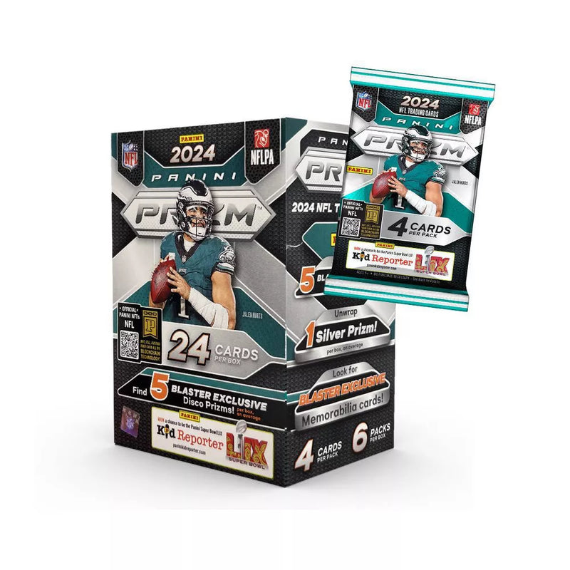 2024 Panini NFL Prizm Football Trading Card Blaster Box (5 Disco Parallel Inserts)