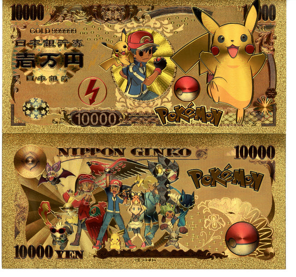 Pokemon Novelty Collectible Pokey Bucks Commemorative Banknote Gold or Silver ASH XY