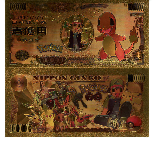 Pokemon Novelty Collectible Pokey Bucks Commemorative Banknote Gold Charmander