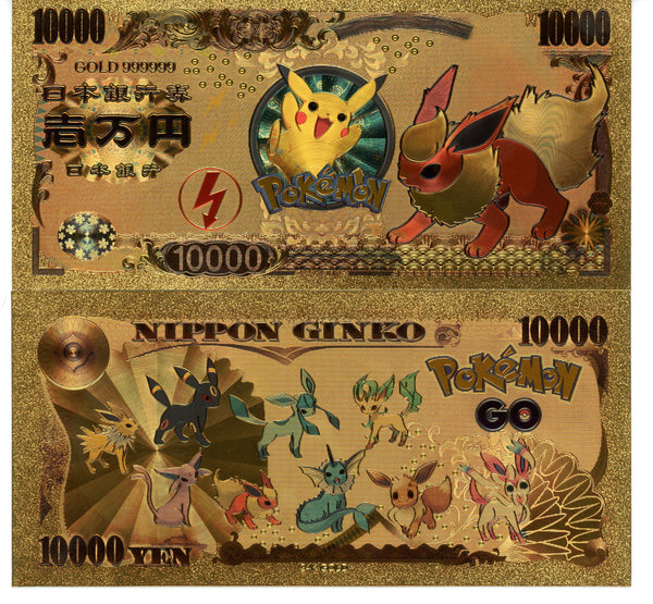 Pokemon Novelty Collectible Pokey Bucks Commemorative Banknote Gold Flareon