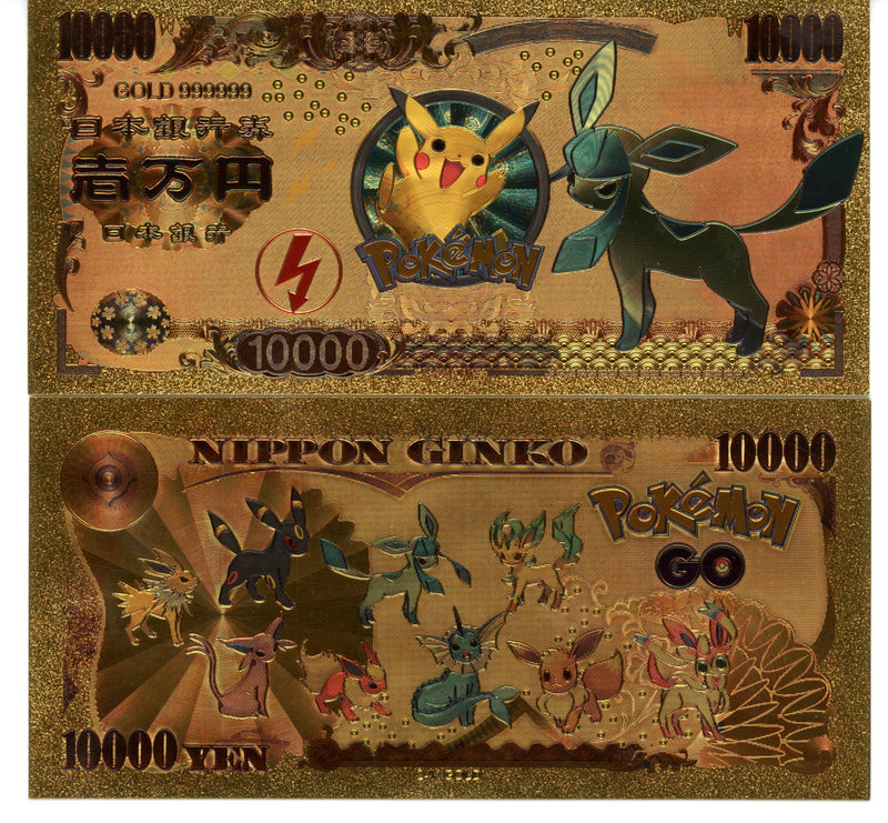 Pokemon Novelty Collectible Pokey Bucks Commemorative Banknote Gold Glaceon
