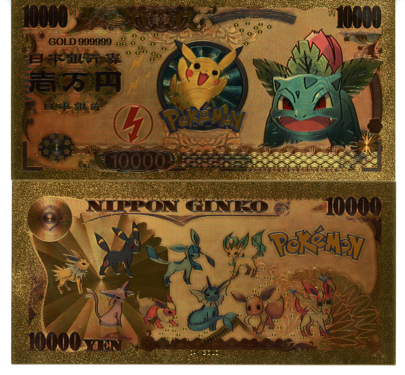 Pokemon Novelty Collectible Pokey Bucks Commemorative Banknote Gold Bu