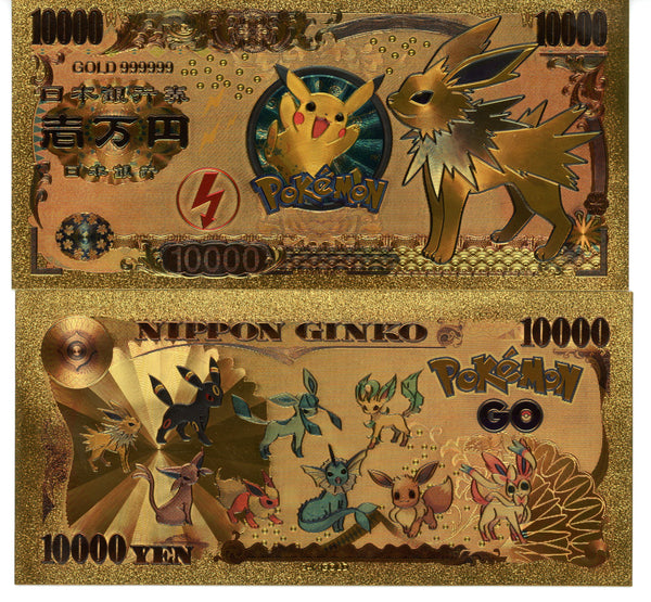 Pokemon Novelty Collectible Pokey Bucks Commemorative Banknote Gold Jolteon
