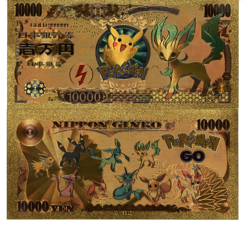 Pokemon Novelty Collectible Pokey Bucks Commemorative Banknote Gold Leafeon