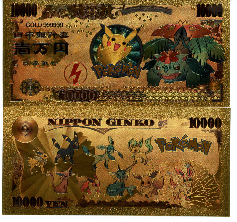 Pokemon Novelty Collectible Pokey Bucks Commemorative Banknote Gold ME