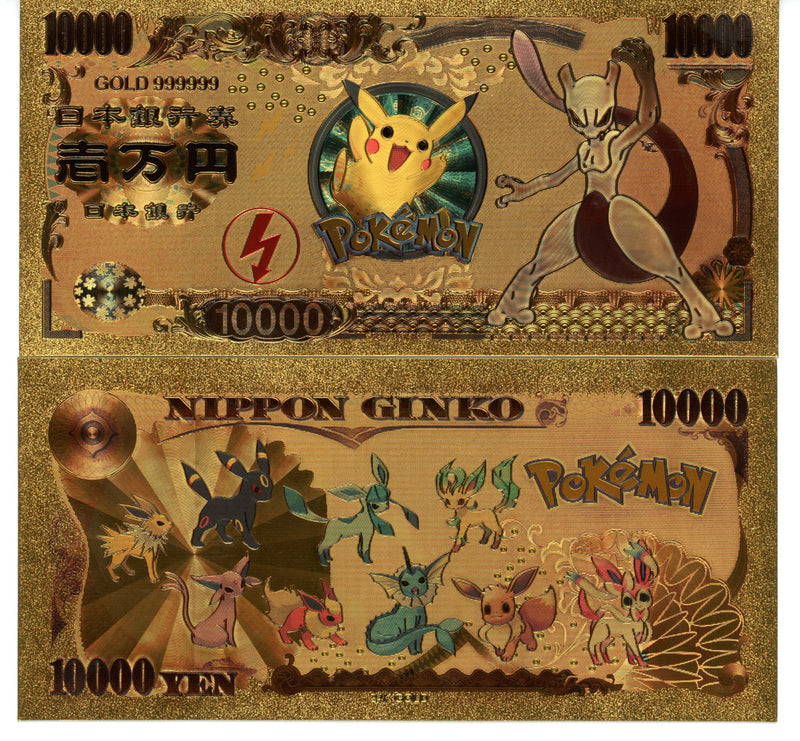 Pokemon Novelty Collectible Pokey Bucks Commemorative Banknote Gold Me