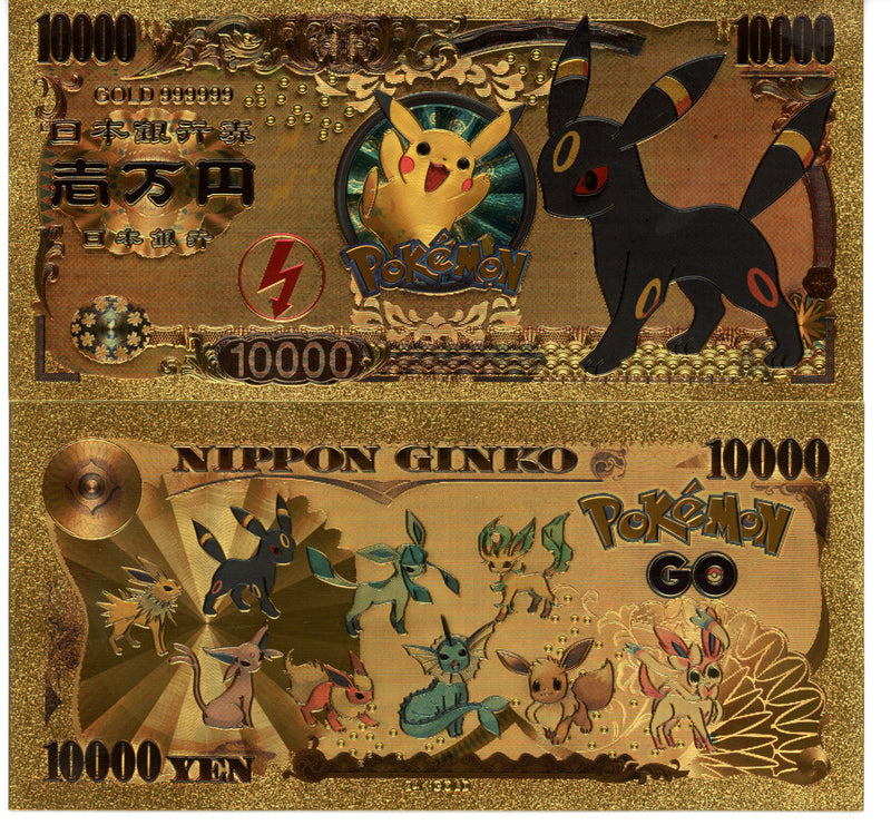 Pokemon Novelty Collectible Pokey Bucks Commemorative Banknote Gold Um
