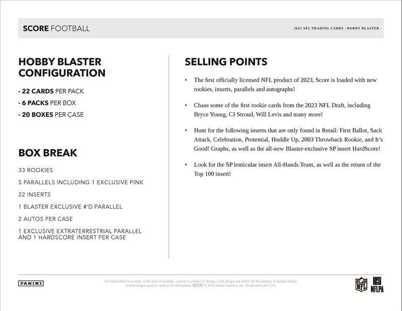 2023 Panini Score Football HOBBY EXCLUSIVE BLASTER Black Box (Pink Exclusive)