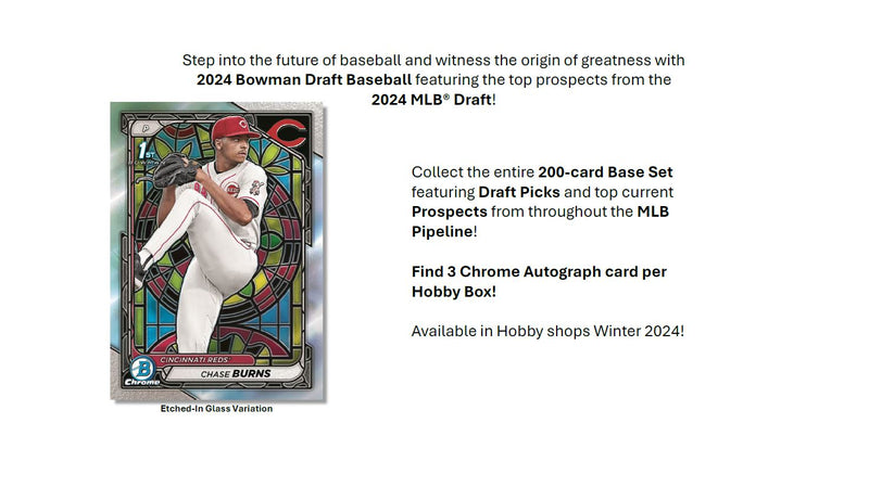 PRE ORDER 2024 Bowman Draft MLB Baseball Hobby Box (3 Autos) Dec 4th