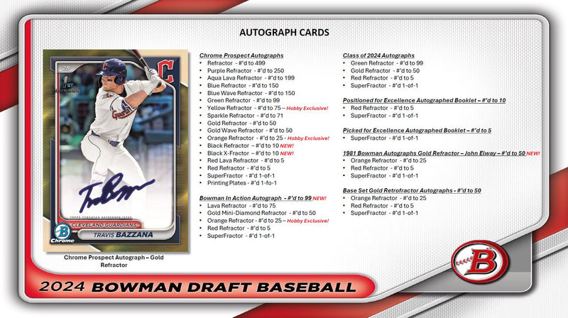 PRE ORDER 2024 Bowman Draft MLB Baseball Hobby Box (3 Autos) Dec 4th