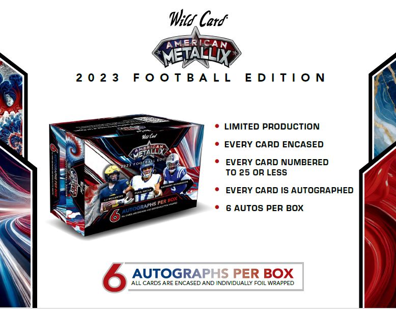 ONE RANDOM AUTO PACK from 2023 Wild Card American Football Metallix SEALED HOBBY BOX