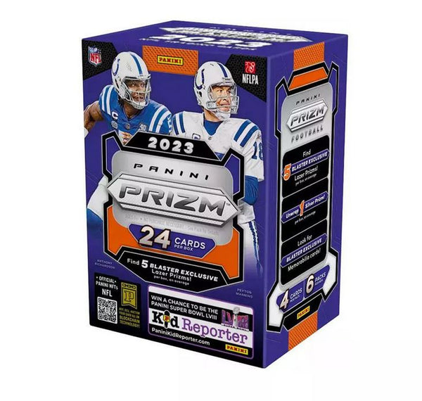 2023 Panini NFL Prizm Football Trading Card Blaster Box (5 Exclusive Prizms + 1 Silver Prizm)