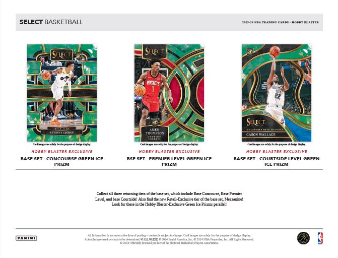 2023/24 Panini Select Basketball Hobby Exclusive Blaster Box (Green Ice Prizm Exclusive, Zebra / Tigers)