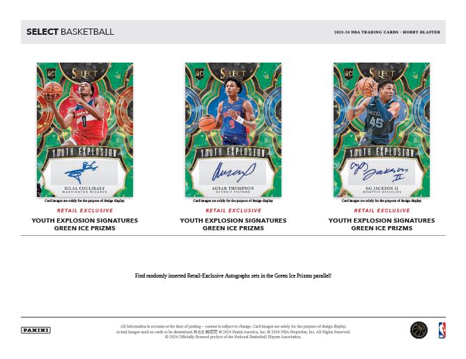 2023/24 Panini Select Basketball Hobby Exclusive Blaster Box (Green Ice Prizm Exclusive, Zebra / Tigers)