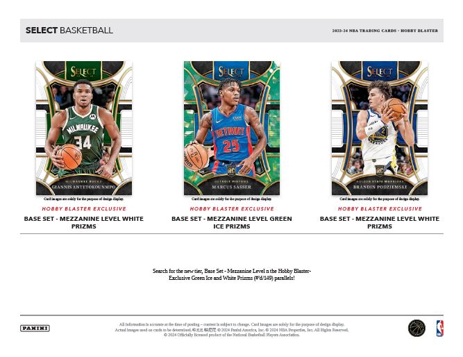 2023/24 Panini Select Basketball Hobby Exclusive Blaster Box (Green Ice Prizm Exclusive, Zebra / Tigers)