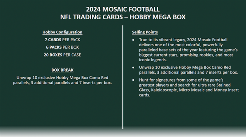 2024 Panini Mosaic NFL Football Hobby Mega Box (10 Camo Red Prizm Inserts) 42 Carrds