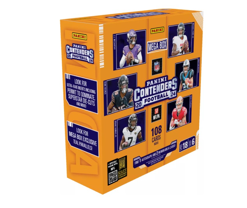 2024 Panini Contenders Football Mega Box (Teal Parallels)(1 Auto / 2 Mems)