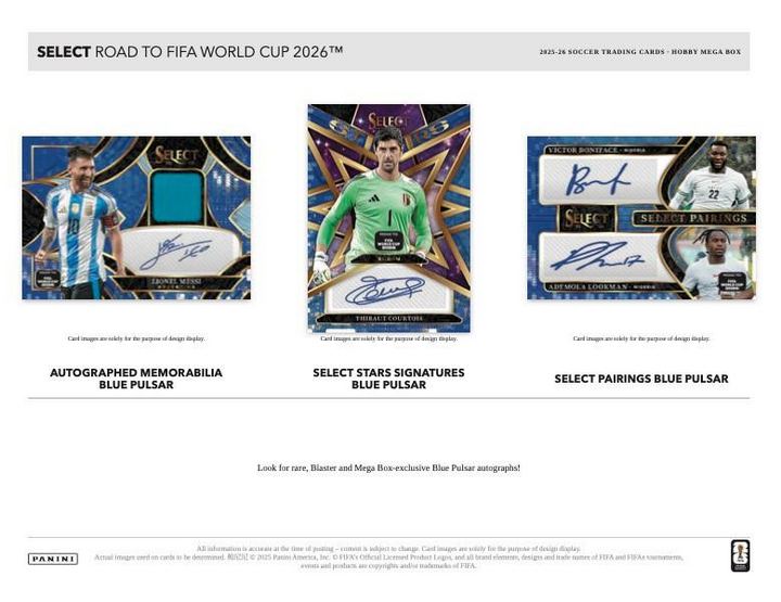 Hobby 2025/26 Panini Select FIFA Road to World Cup Soccer Mega Box (Blue Ice)