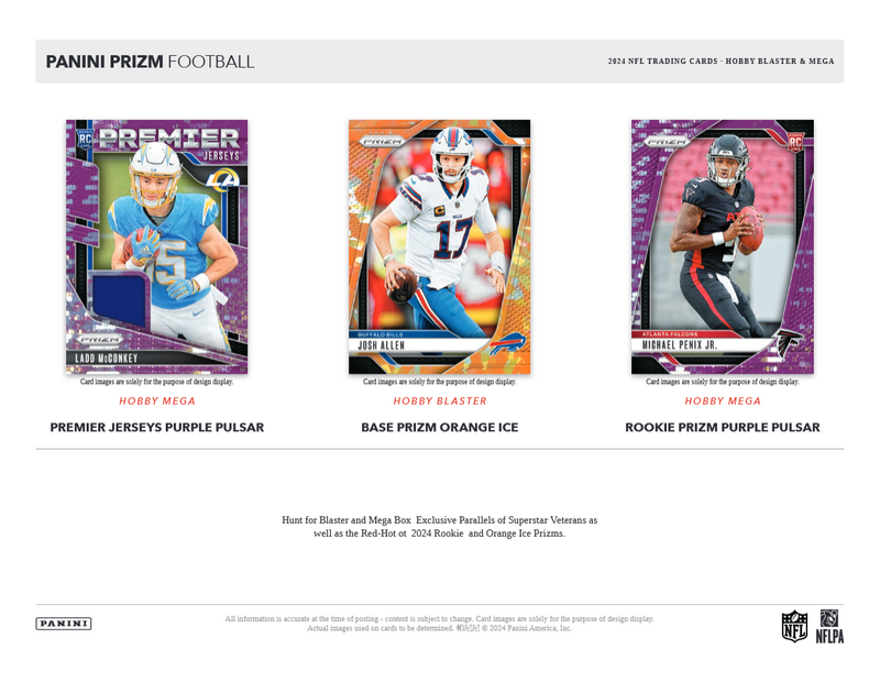 Hobby 2024 Panini Prizm Football Mega Box (Purple Pulsar Prizms)