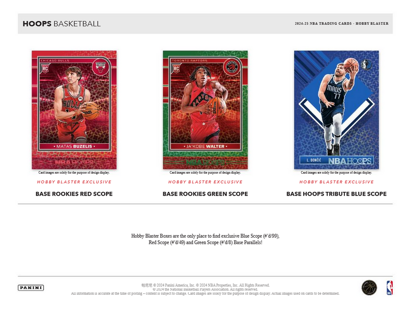 Hobby 2024/25 Panini NBA Hoops Basketball Blaster Box (Scope Parallels Plus 6 Opti-Chrome Premium Cards)