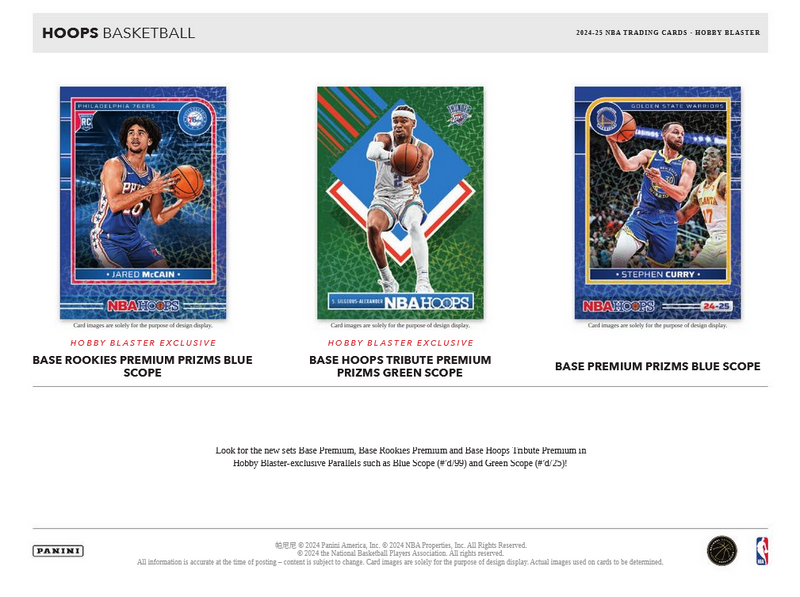 Hobby 2024/25 Panini NBA Hoops Basketball Blaster Box (Scope Parallels Plus 6 Opti-Chrome Premium Cards)