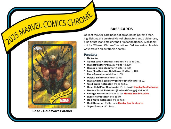 2025 Topps Marvel Chrome Blaster Box (Iron Man Gold Insert)(June 16th)