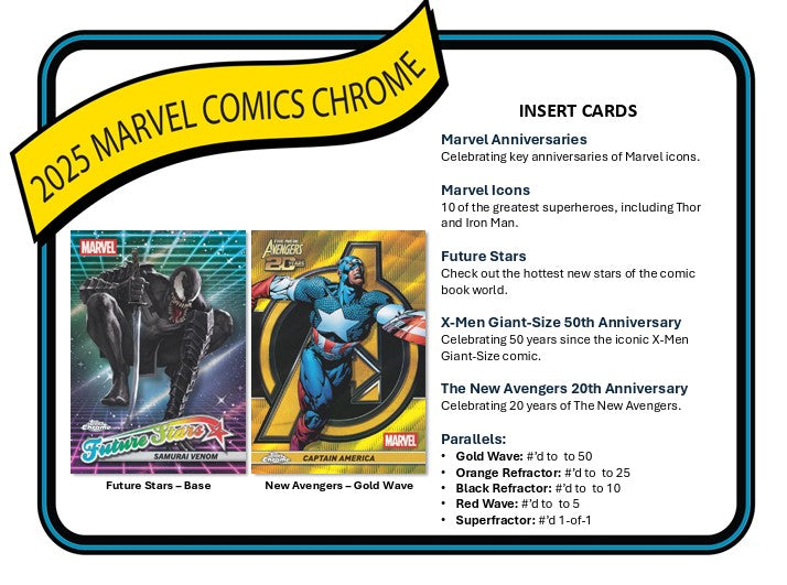 2025 Topps Marvel Chrome Blaster Box (Iron Man Gold Insert)(June 16th)